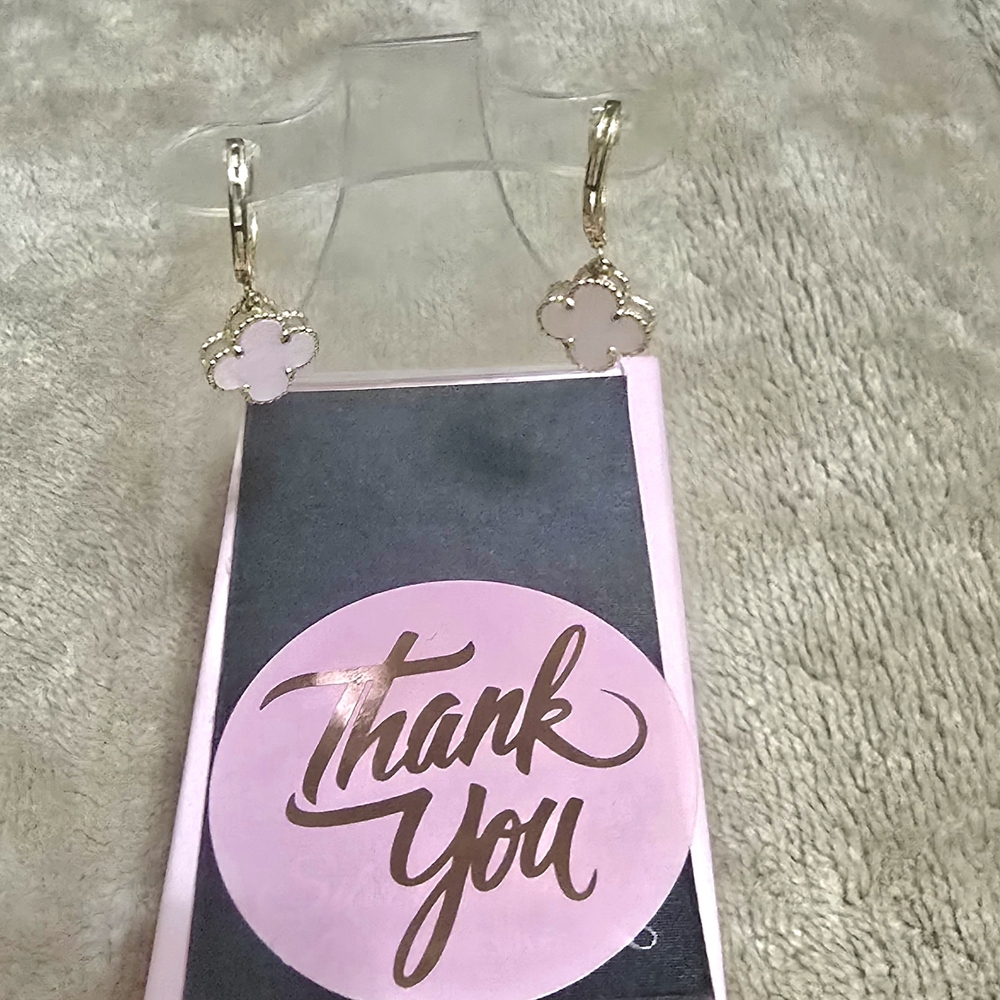 Chic Gold and Pink Clover Earrings